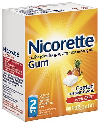 Nicorette Nicotine Polacrilex Gum, 2 mg, Fruit Chill, 100-Count Box