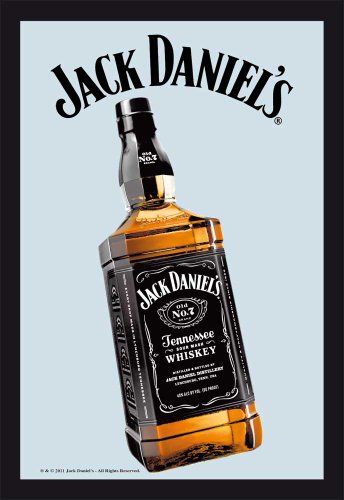 Empire Merchandising 537799 Jack Daniels Whiskey Flasche 2 - Bedruckter Spiegel mit Kunststoff Rahmen in Holzoptik, Kult-Spiegel - Gr&ouml;sse 20 x 30 cm