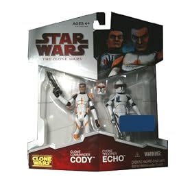 Star Wars 2009 Clone Wars Animated Exclusive Action Figure 2-Pack Clone Commander Cody and Clone Trooper Echo