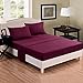 Honeymoon 1800T Brushed Microfiber 4PC Bedding Sheet Set, Sheet & Pillowcase Sets - Queen, Purple Eggplant