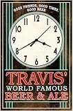 Retro style TRAVIS' Beer & Ale wall clock USA