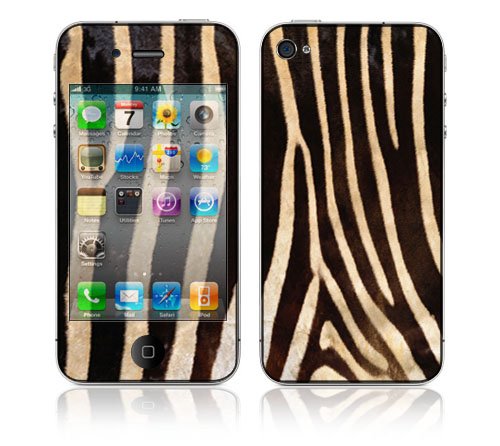 Zebra Print Design Protector Decal Skin Sticker for Apple iPhone 4 16GB 32GB