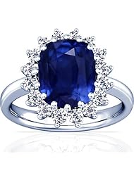 Platinum Cushion Cut Blue Sapphire Ring With Sidestones