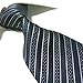 Towergem Extra Long Men's Tie Woven Jacquard Blue/silver Striped Necktie XL 63
