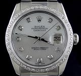 Rolex Men SS Datejust, Pearl Diamond Dial, Oyster Band, Shiny Lugs
