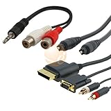 Premium VGA Cable w/ Port + Digital Optical Audio TosLink Cable + 3.5mm Ste ....