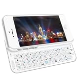 White Bluetooth Wireless Hard Shell Slide-Out QWERTY Keyboard for iPhone 5