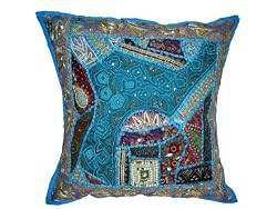 Pillow Covers-Azure Decorative Moti Indian Cushion Covers 24"