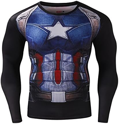 Buy 2 Get the 3rd free Men's Compression Shirt Long Sleeve Sports Fitness Running Base Layer Shirt (Pattern7, Medium)