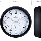 11インチ壁掛け電波時計 ローマン白盤 【サイレイントムーヴ仕様/温度計/湿度計付き】