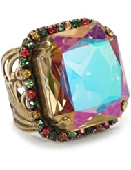 Sorrelli "Hibiscus" Crystal Purple Haze Checkerboard Cube On An Adjustable, Filigree Ring