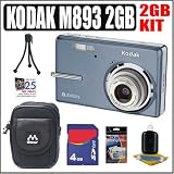 Kodak EasyShare M893IS 8MP Digital Camera (Blue) + 4GB Accessory Kit