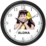 Beautiful Hawaiian Girl Woman with Flower in Hair - Aloha - Wall Clock by WatchBuddy Timepieces (Slate Blue Frame)