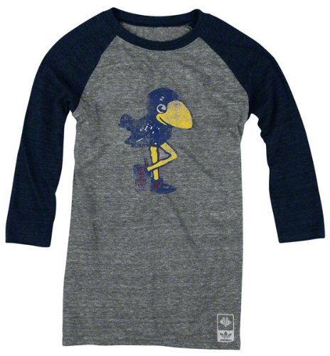 Kansas Jayhawks adidas Originals Women's Vintage Mascot 3/4 Sleeve Tri-Blend T-Shirt