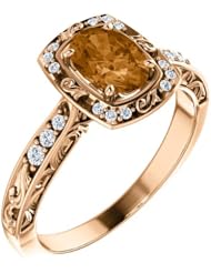 18K Rose Gold 7.00x5.00mm Oval Cut Bronze Tourmaline and Diamond Ring -- LIFETIME WARRANTY