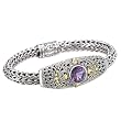 925 Silver & Amethyst Sunburst Bracelet with 18k Gold Accents- 7.5 IN
