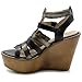 Ollio Womens Shoe Burnish Vintage Gladiator Strap Wedge High Heel Sandal