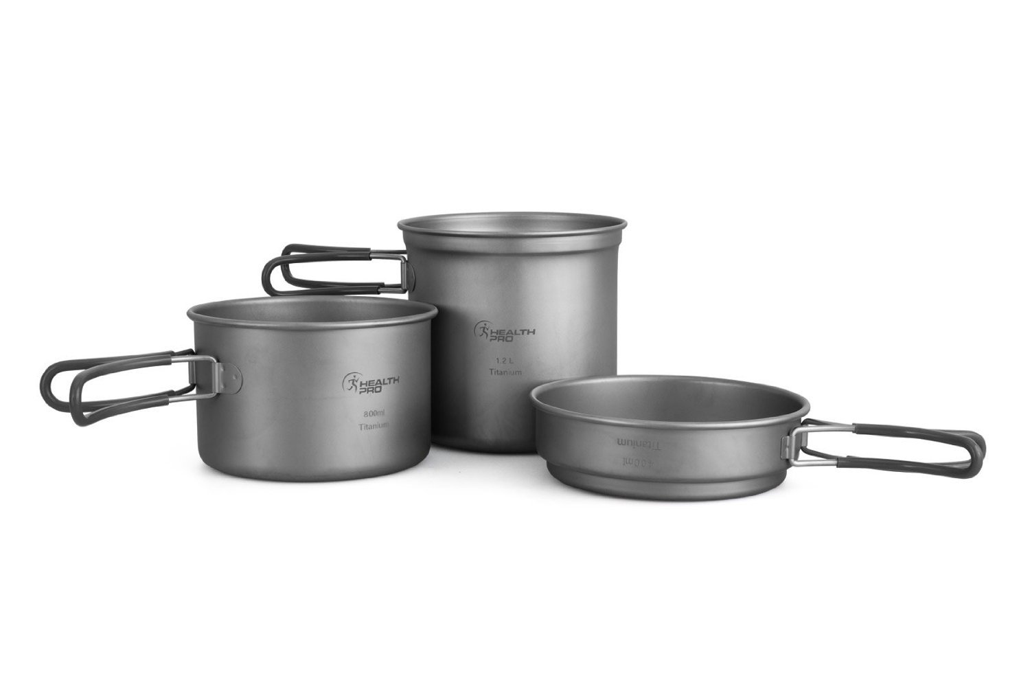 Healthpro Titanium Lightweight 3-Piece Pot And Pan Camping Hiking Cookware Set 23 51Q026Vpo4L