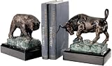Classic Authentic Cast Iron Bull and Bear of Wall Street Sculptures Bookends/...