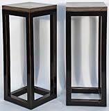 BK0073Y-Asian-Inspired Contemporary Tall Plant Vase Stand with Marble Top, Contemporary, China, Elm