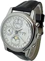 Bernex Swiss Made Chronograph Automatic Multifunction Stainless Steel, Sapphire glass, black leather strap Wrist Watch