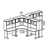 Bush Advantage Beech Configuration 45 - Layout for Multi-Station 8' by 8' Workspace