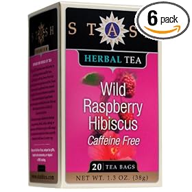 Stash Premium Wild Raspberry Hibiscus Caffeine Free Tea Bags, 20-Count Boxes (Pack of 6)