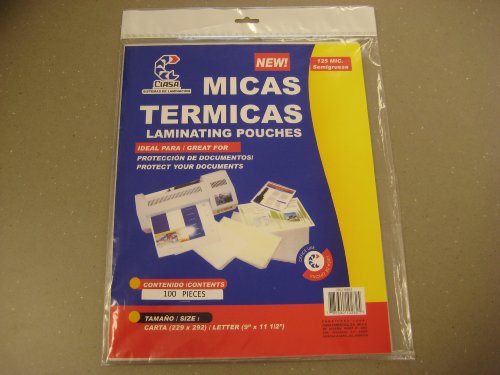 5 Mil - 100 Thermal Laminating Pouches Letter Size 9 X 11 1/2 125 Mic