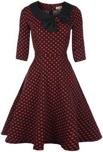 Lindy Bop 'Cassy' Vintage 1950's Parisian Style Three Quarter Sleeve Bow Dress