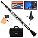 Mendini MCT-E B Flat Black Ebonite ABS Clarinet w/ Case, Tuner, Stand, Mouthpiece, Box of 10 Reeds, 