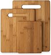 Totally Bamboo 3 Piece Bamboo Cutting Board Set, For Meat & Veggie Prep, Serve Bread, Crackers & Cheese, Cocktail Bar Board