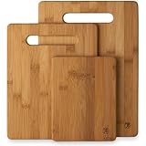 Totally Bamboo 3 Piece Bamboo Cutting Board Set, For Meat & Veggie Prep, Serve Bread, Crackers & Cheese, Cocktail Bar Board