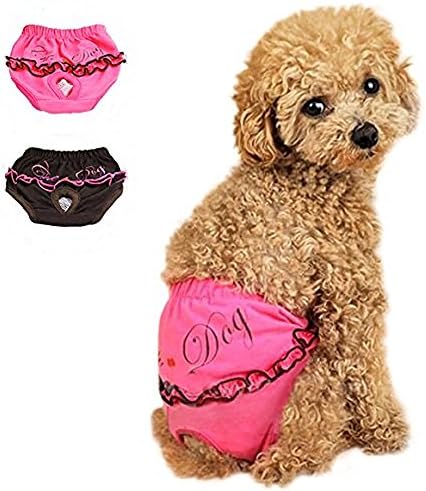 2-Packs Reusable Dog Diapers Female Comfort-Fit Dog Wraps Cotton Washable Panties - (S)