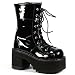 RANGER-301 Black Goth/Punk Platform Lace-up Combat Boots w/3.5