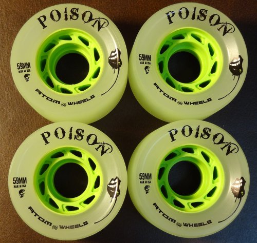 Poison 59 (Venom) Hybrid Roller Derby Skate Wheels (4 Pack) Ghost / Green by Atom Wheels