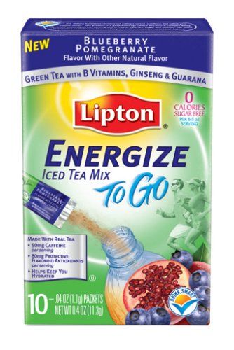 Lipton To Go, Energize Blueberry Pomegranate, 10-count, 0.03-Ounce Boxes (Pack of 6) by Lipton