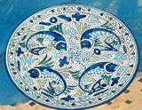 Le Souk Ceramique AF-42 Aqua Fish Round Platter 15-in.