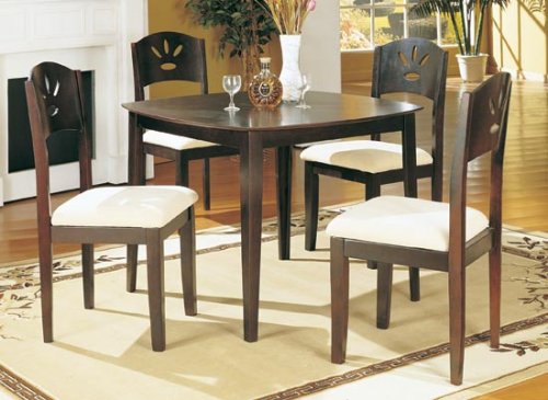MODERN 40''X40'' DINING TABLE SET W/ 4 CUSHIONED CHAIRS 