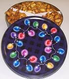 Gourmet Food : Scott's Cakes Garlic, Honey-Mustard, and Peanut Butter Pretzel Nuggets in a Christmas Lights Tin