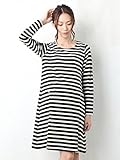 Angeliebe エンジェリーベ 授乳 口 付 リップル ボーダー ワンピース L オフ