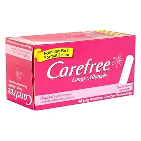 Carefree Pantiliners, Longs, Original, Lightly Scented, Economy Pack 46 pantiliners