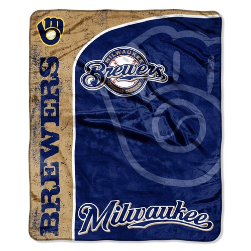 MLB Milwaukee Brewers 50-Inch-by-60-Inch Micro Plush Raschel Throw 