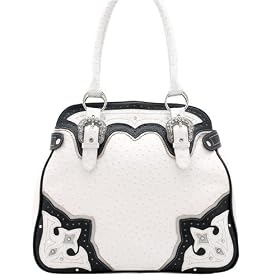Lou-Ella Petticoats and Pistols Collection Designer Large Zip Top Frame Bag Trimmed in Silver