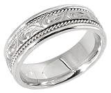 14K. White Gold Twisted Wire Antique Designer Comfort Fit Wedding Band