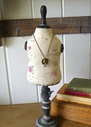 Jamie- Faded Rustic Wood and Fabric Mannequin -With French Postcard Text Print- For Shop Display, Photography Prop