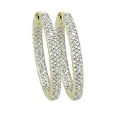 14K Yellow Gold 1/4 ct. Pave Set Diamond Huggie Earrings