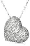 14k White Gold Diamond Pave Heart Pendant (5/8 cttw, I-J Color, 12-I3 Clarity)
