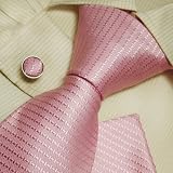 Pink designer for men father day gift formalwear silk necktie cufflinks hanky set H5109