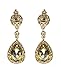 Women's Evening Rhinestone Studded Teardrop Stone Fashion Clip On Dangling Earrings, Light Brown