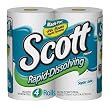 Scott Rapid-Dissolving Bathroom Tissue, 1-Ply, Unscented, Case Pack, Five - 4 Roll Packs, 800 Sheets Each (20 Rolls)